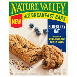 Nature Valley Soft Baked Breakfast Bars, Blueberry Oat, Morning Snacks, 5 Bars, 8.85 oz