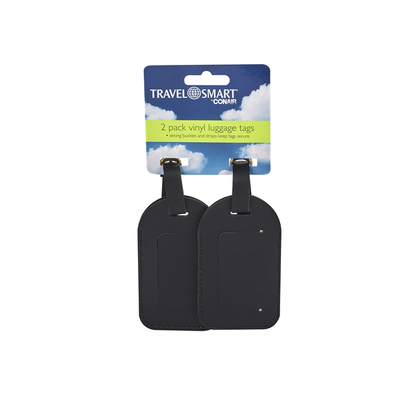 slide 1 of 1, Travel Smart Vinyl Luggage Tags - Black, 2 ct