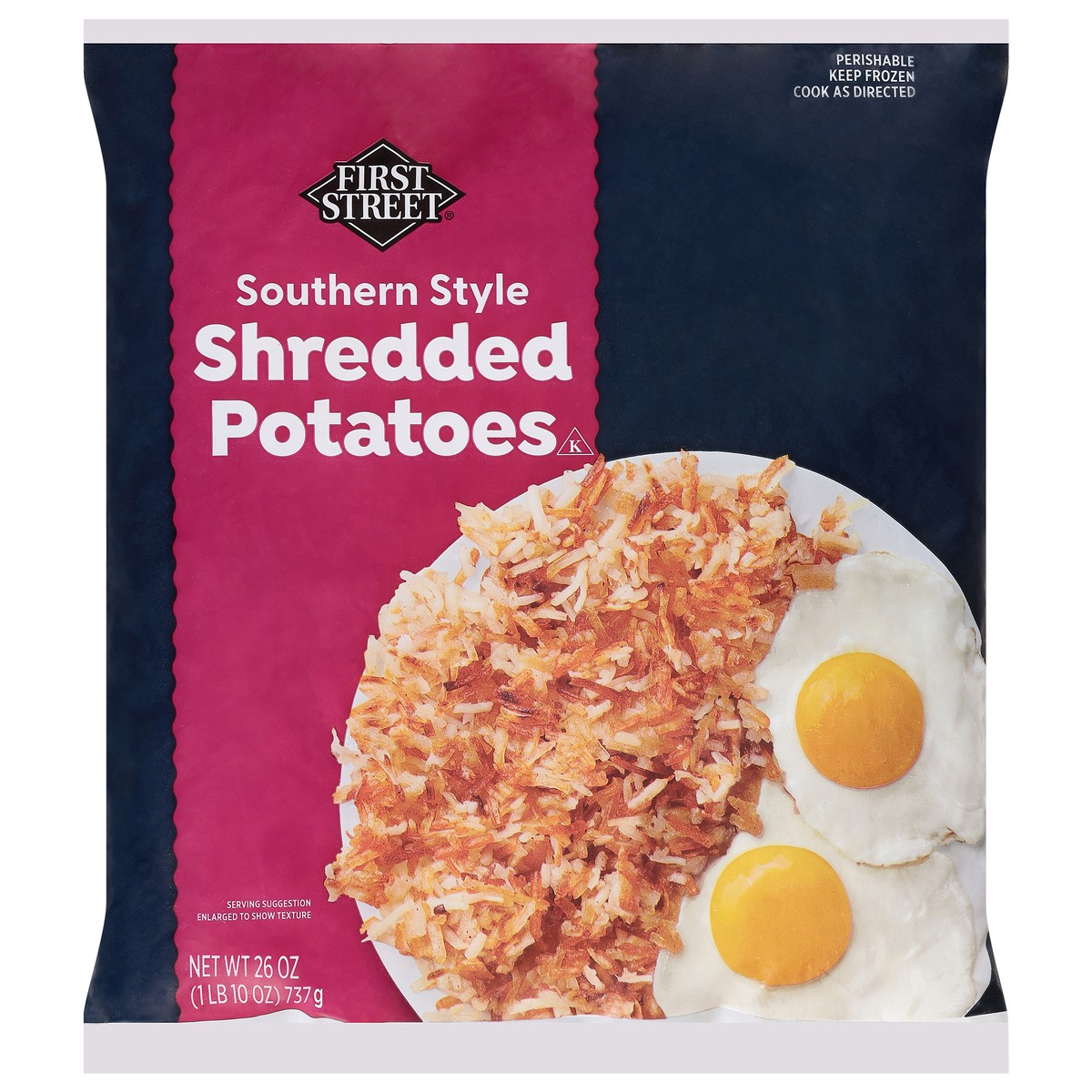 slide 4 of 4, First Street Shredded Hashbrowns, 26 oz