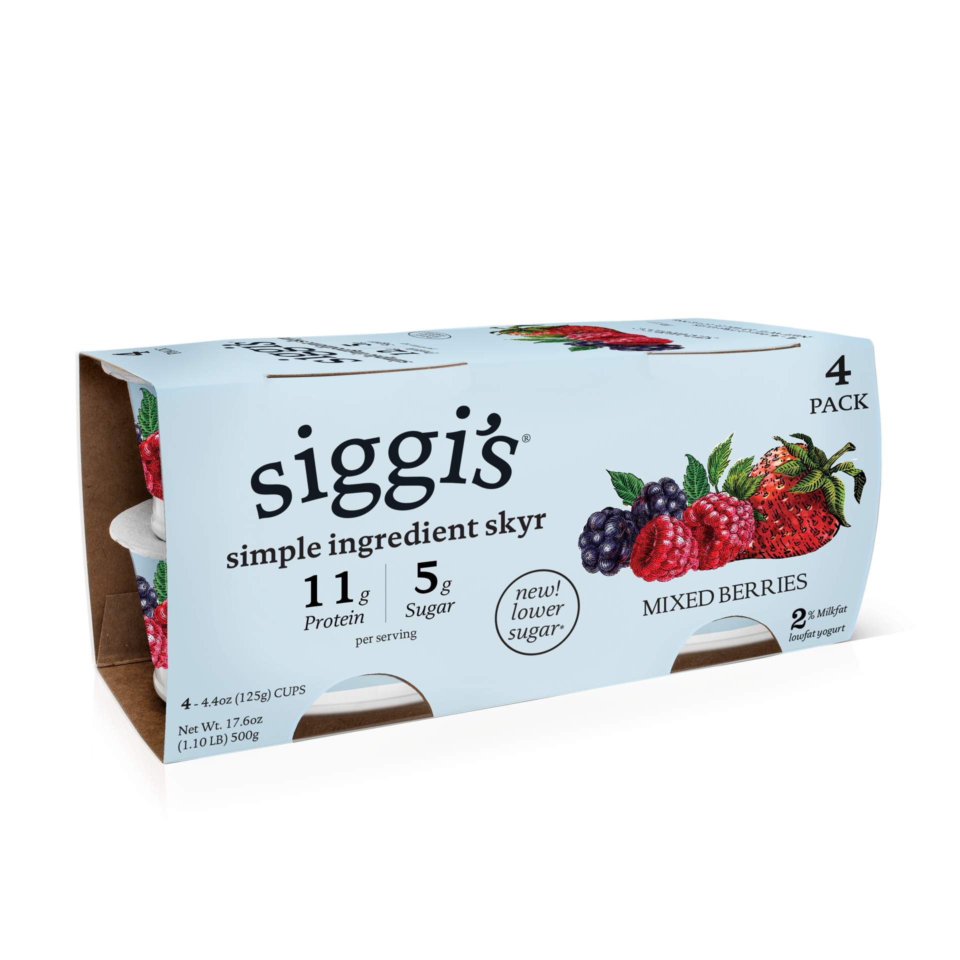 slide 1 of 3, Siggi's Siggis Mixed Berry Lowfat Yogurt 4Pk, 17.6 oz