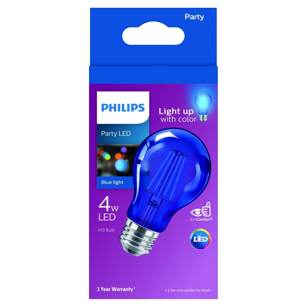 slide 1 of 1, Philips 4-Watt A19 Party Led Light Bulb - Blue, 1 ct