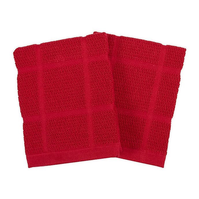 slide 1 of 5, KitchenSmart Colors Solid Dish Cloths - Red, 2 ct