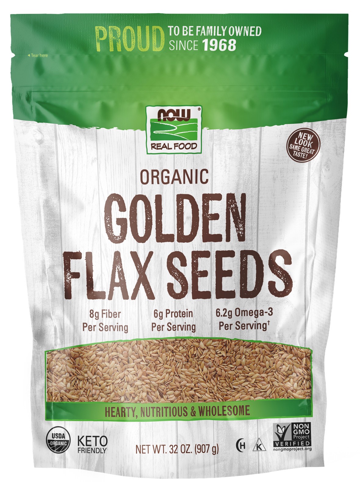 slide 1 of 3, NOW Foods Golden Flax Seeds, Organic, 2 lb