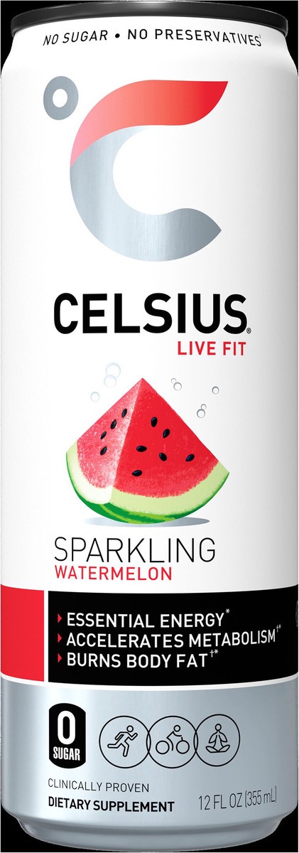 slide 2 of 5, Celsius Sparkling Watermelon Energy Drink - 12 fl oz Can, 12 fl oz