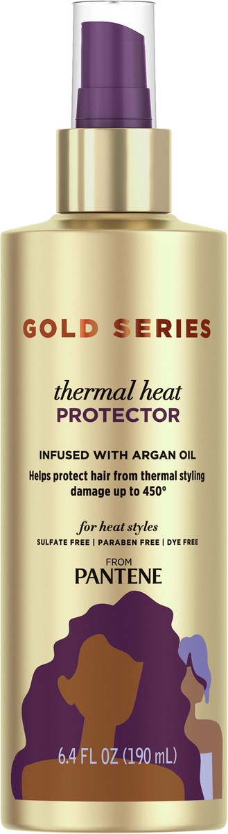 slide 3 of 3, Gold Series from Pantene Sulfate-Free Thermal Heat Protector Infused with Argan Oil for Curly, Coily Hair, 6.4 fl oz, 6.4 fl oz