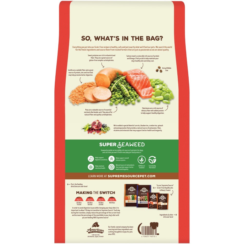 slide 2 of 4, Supreme Source Salmon Meal & Sweet Potato Recipe Dog Food, 22 lb