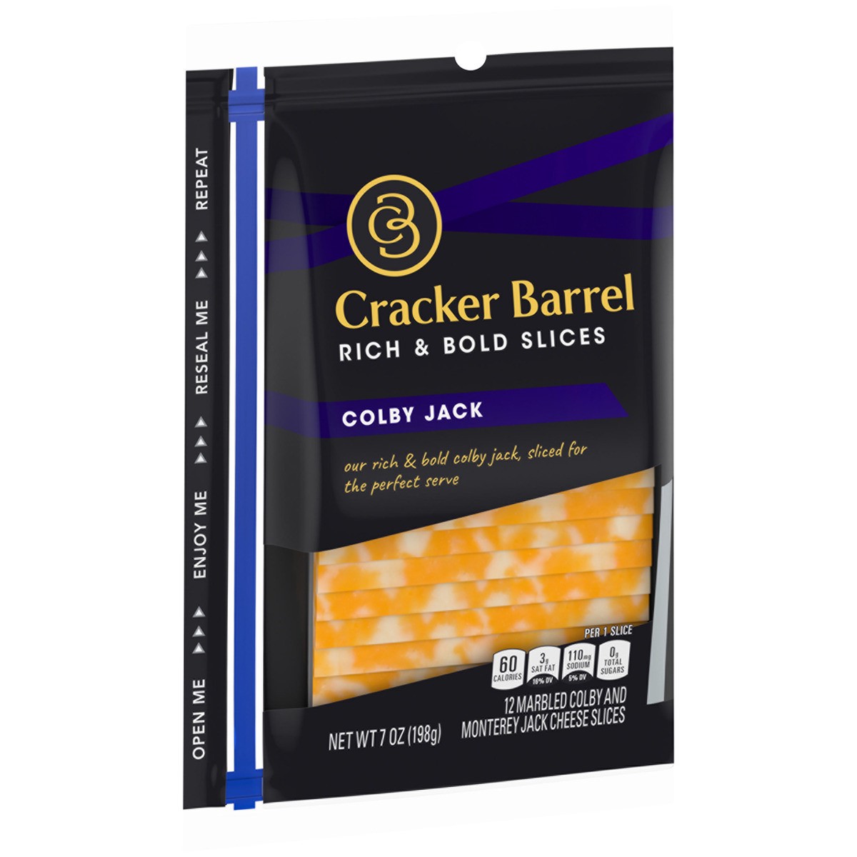 slide 7 of 8, Cracker Barrel Colby Jack Cheese Slices, 12 ct - 7.0 oz Wrapper, 7 oz