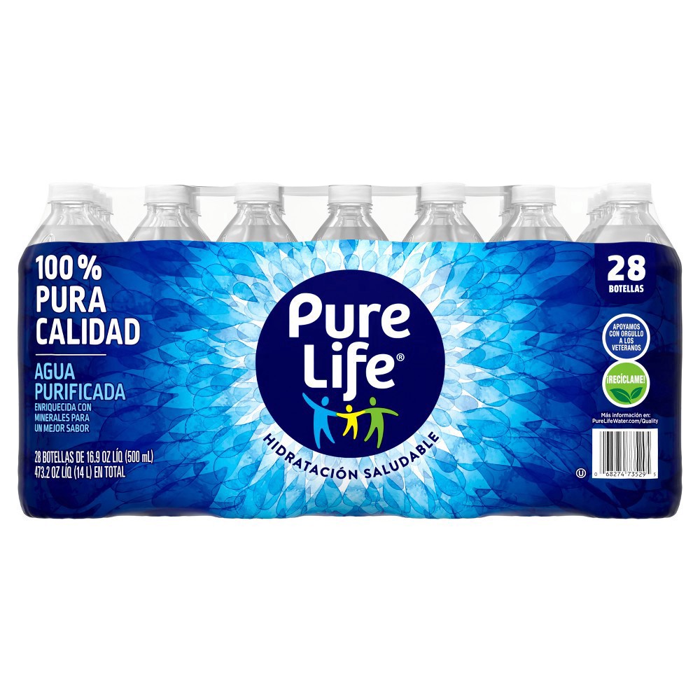 slide 12 of 14, Pure Life Purified Water, 16.9 Fl Oz / 500 mL, Plastic Bottled Water (28 Pack), 16.9 fl oz
