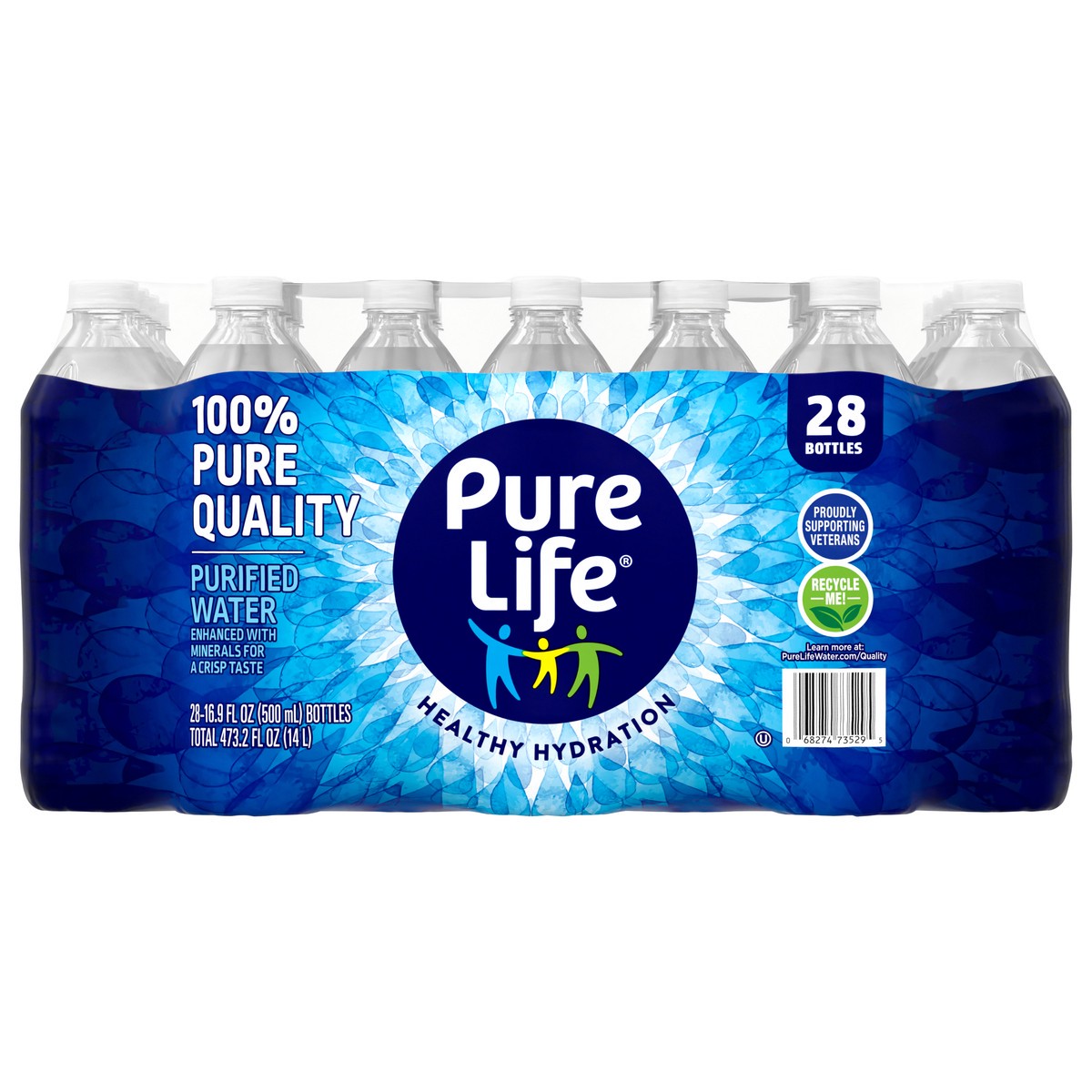 slide 1 of 14, Pure Life Purified Water, 16.9 Fl Oz / 500 mL, Plastic Bottled Water (28 Pack), 16.9 fl oz