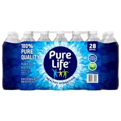 Pure Life Purified Water, 16.9 Fl Oz / 500 mL, Plastic Bottled Water (28 Pack)