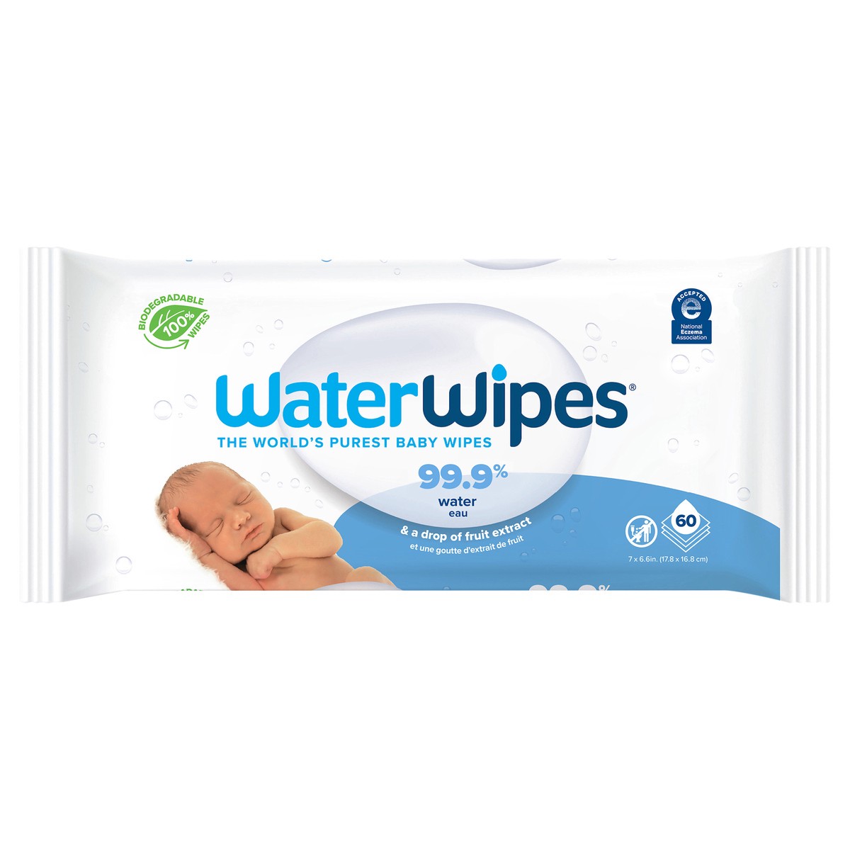 slide 1 of 10, WaterWipes Plastic-Free Original Unscented 99.9% Water Based Baby Wipes - 60ct, 