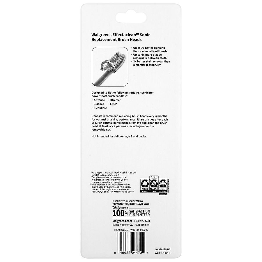 slide 2 of 4, Walgreens Effectaclean Sonic Replacement Brush Heads, 2 ct