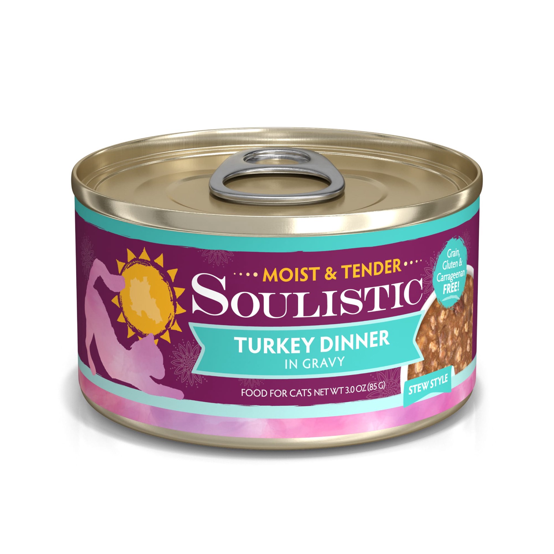 slide 1 of 1, Soulistic Moist & Tender Turkey Dinner Adult Canned Cat Food in Gravy, 3 oz