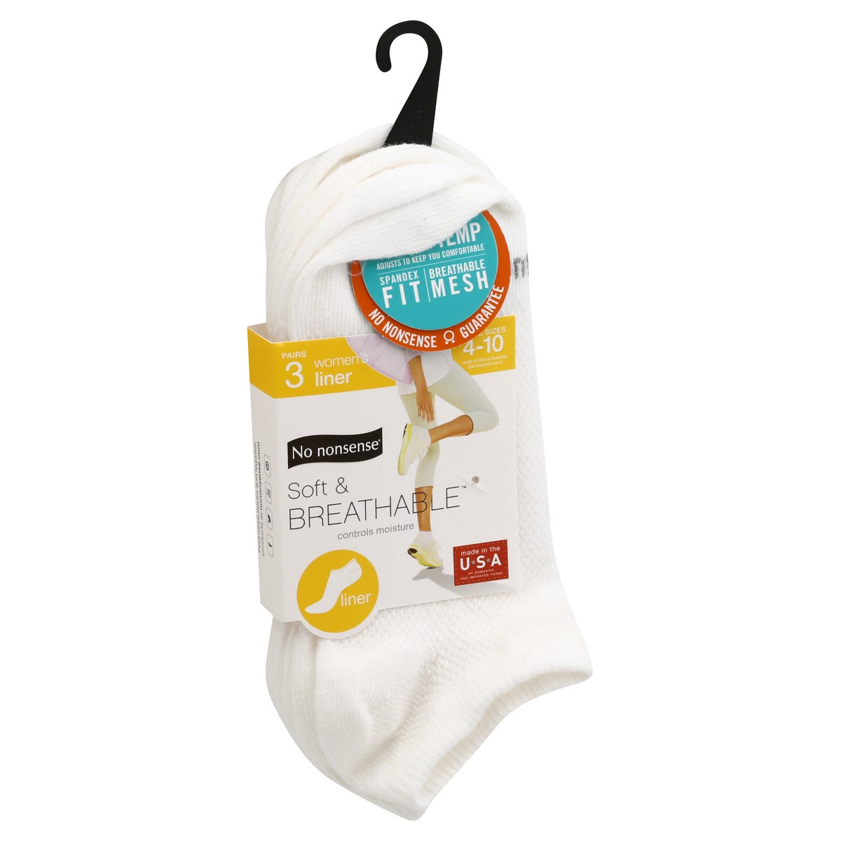 slide 8 of 9, No Nonsense Soft & Breathable Women's Liner 4-10 Socks 3 ea, 3 ct