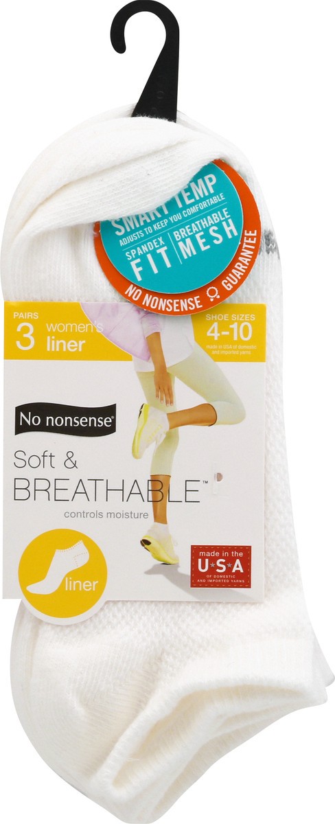 slide 3 of 9, No Nonsense Soft & Breathable Women's Liner 4-10 Socks 3 ea, 3 ct