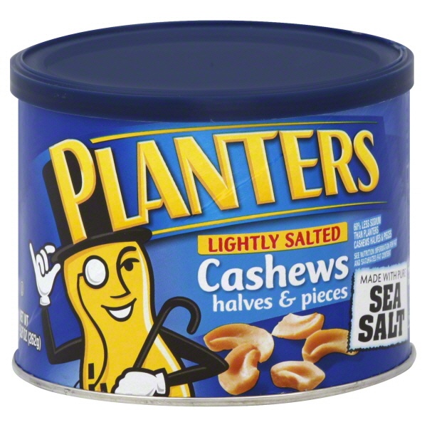 slide 1 of 1, Planters Cashews Halves & Pieces Lightly Salted, 8 oz