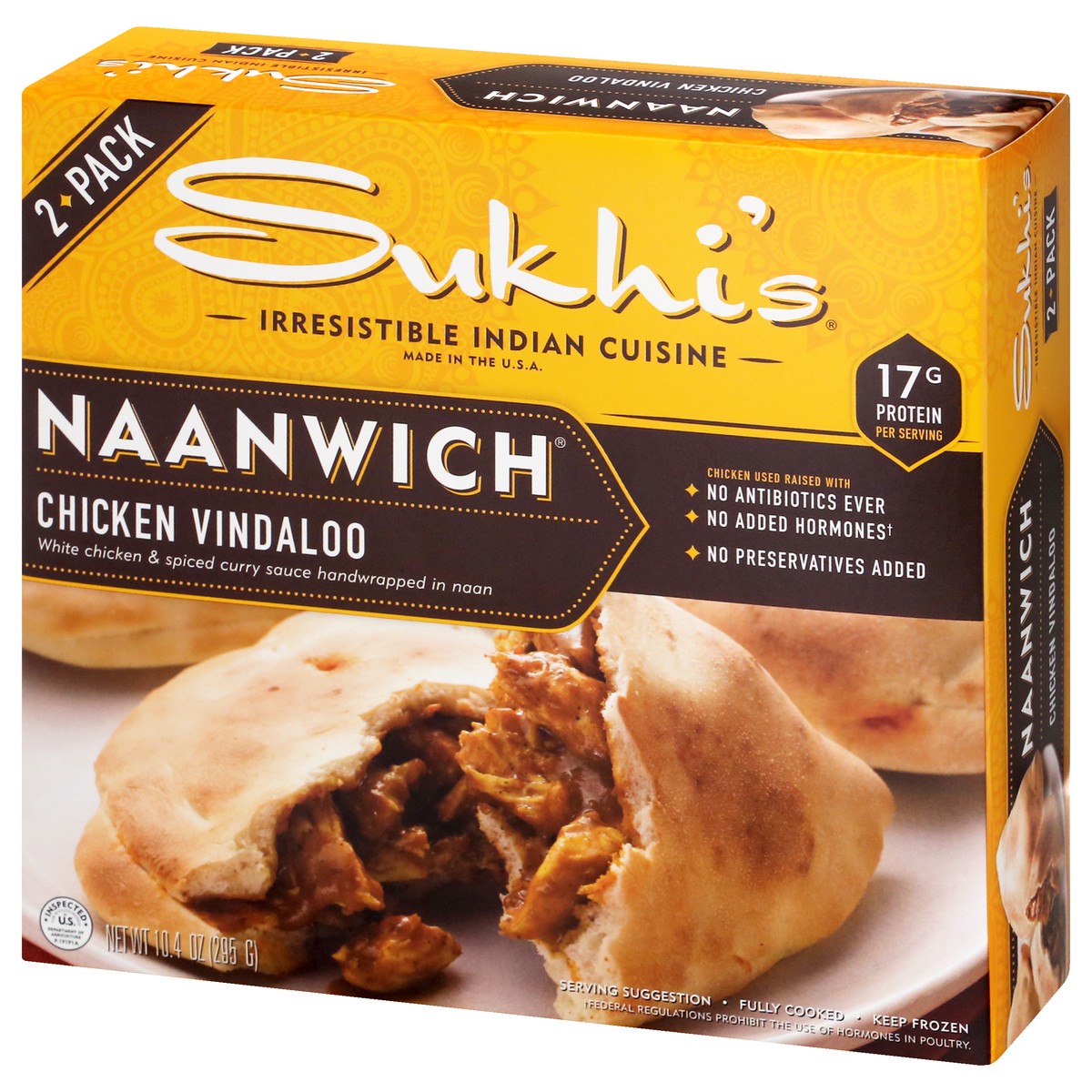 slide 8 of 10, Sukhi's Naanwich, Chicken Vindaloo, 2 Pack, 