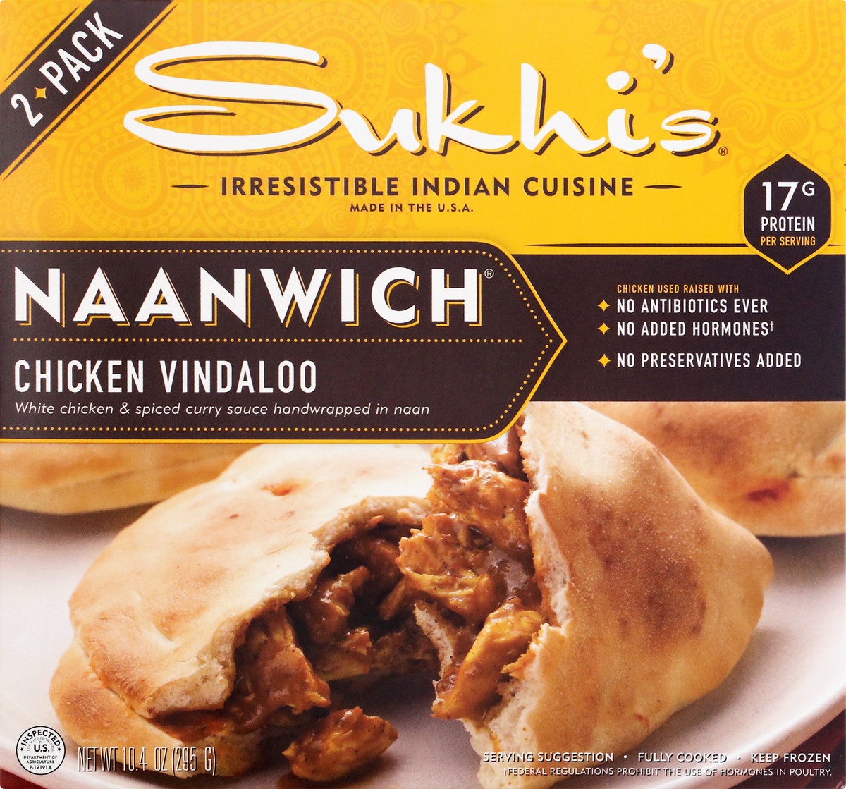 slide 2 of 10, Sukhi's Naanwich, Chicken Vindaloo, 2 Pack, 