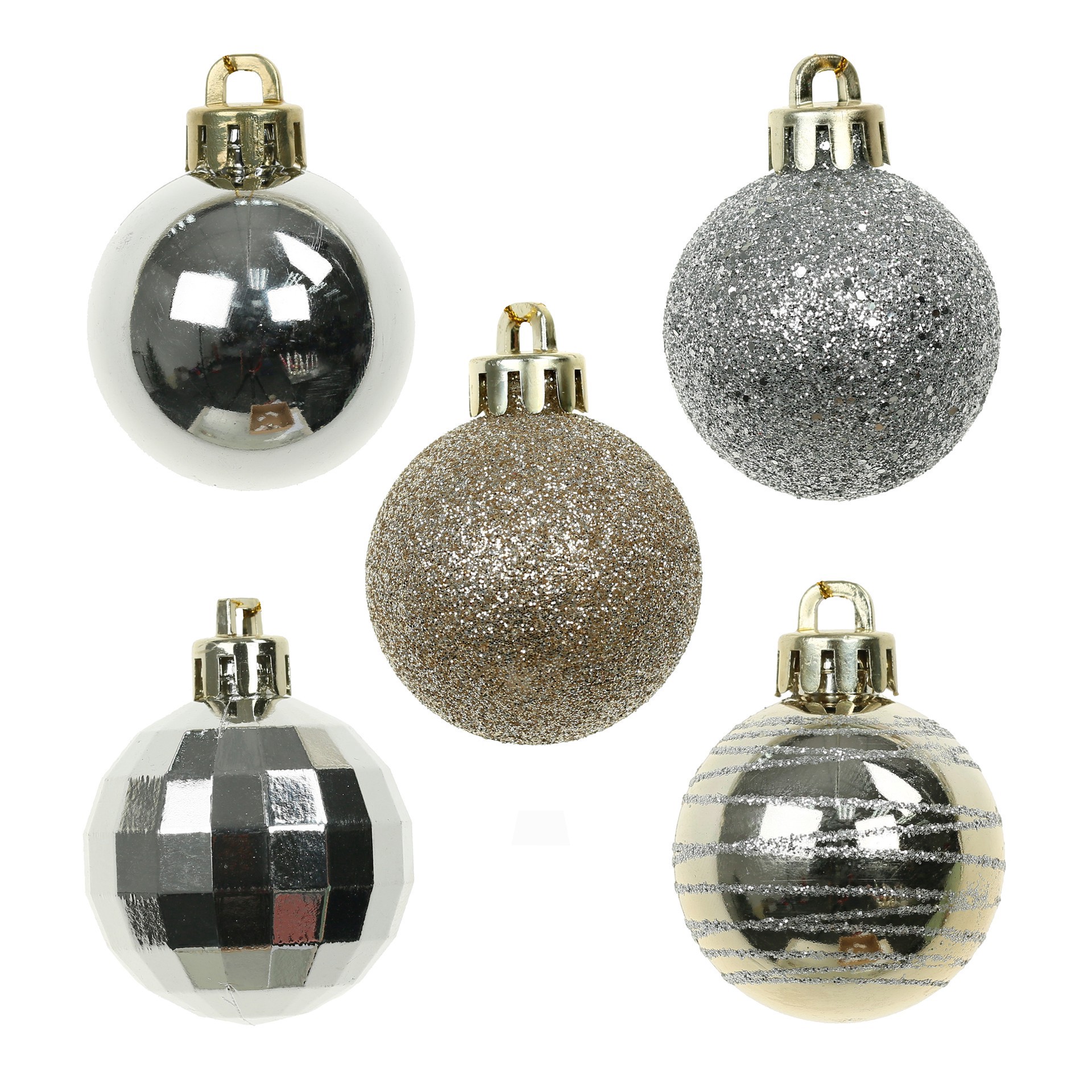 slide 2 of 3, 7 Pack 1.5" Silver & Gold Shatterproof Ball Ornaments By Ashland, 7 ct
