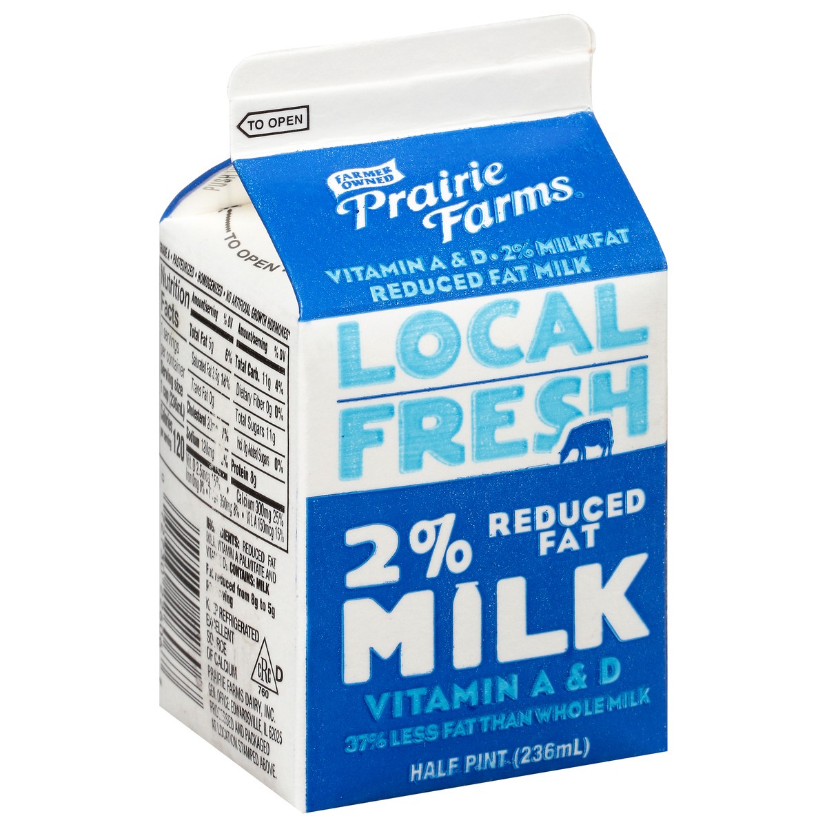 slide 9 of 13, Prairie Farms 2% Reduced Fat Local Fresh Milk 0.5 pt, 1/2 pint