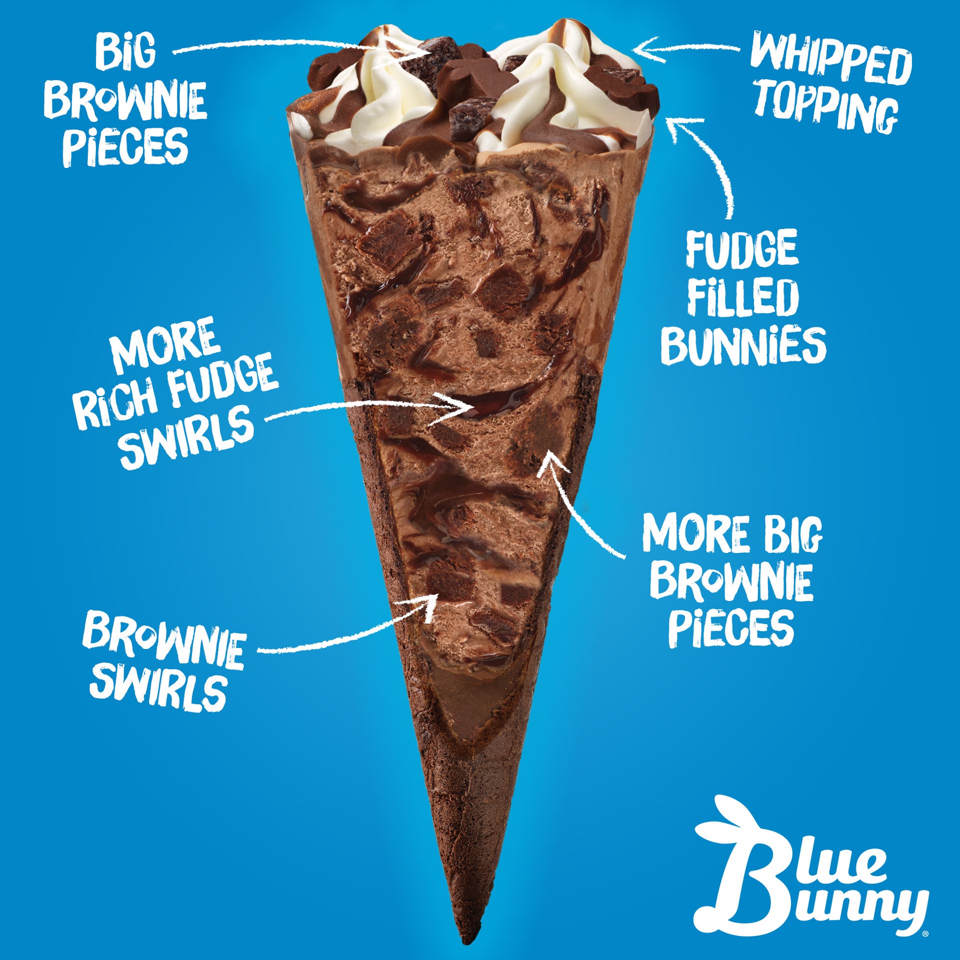 slide 3 of 5, Blue Bunny Load'd Cones Brownie Bomb, Frozen Dessert, 4 Pack, 4 ct