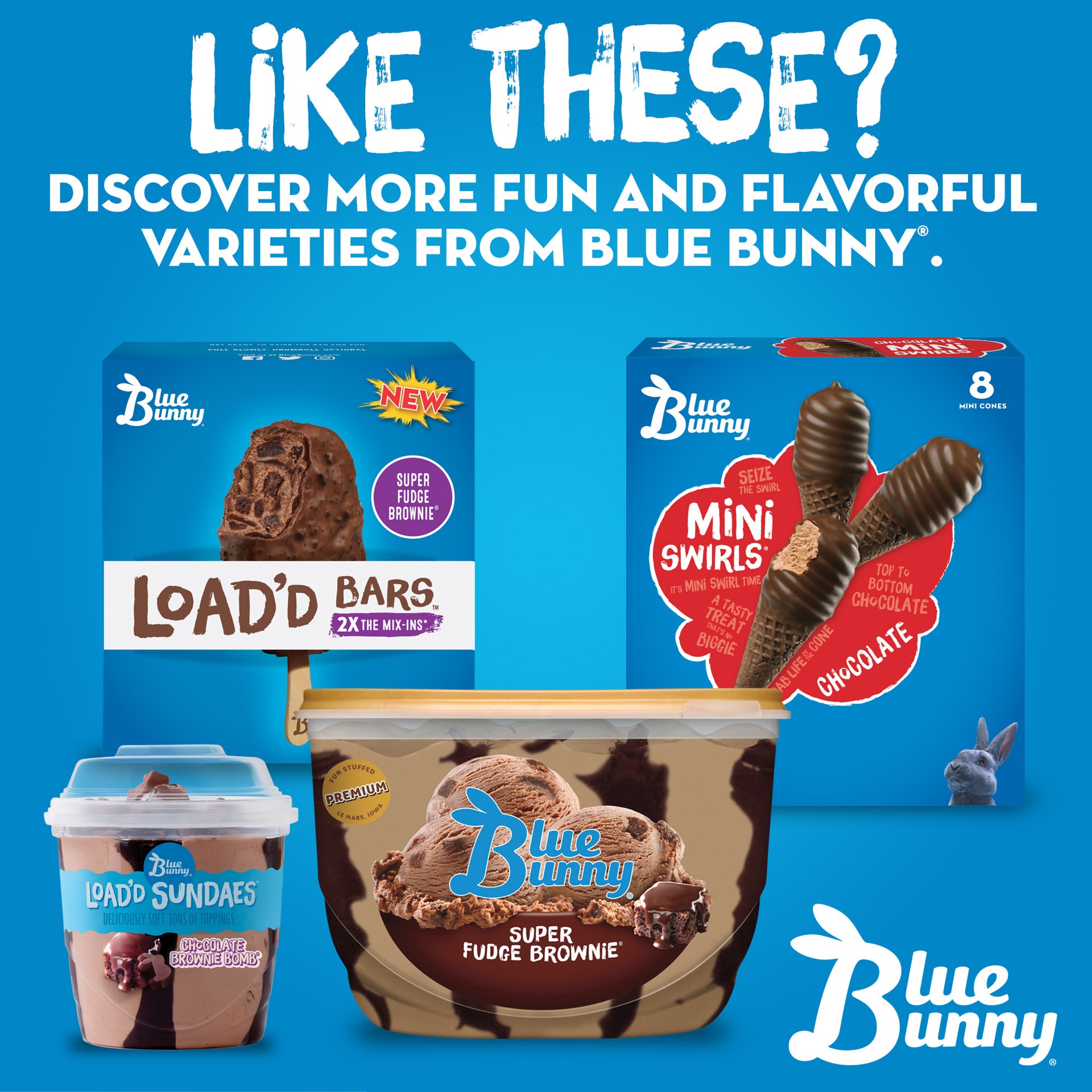 slide 4 of 5, Blue Bunny Load'd Cones Brownie Bomb, Frozen Dessert, 4 Pack, 4 ct