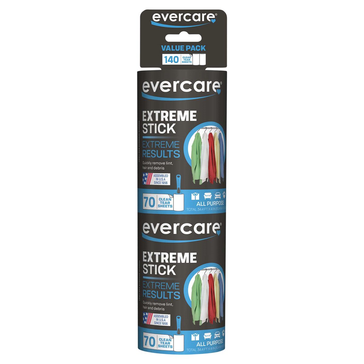 slide 1 of 1, Evercare Twin Pack Lint Roller Refill, 140 ct