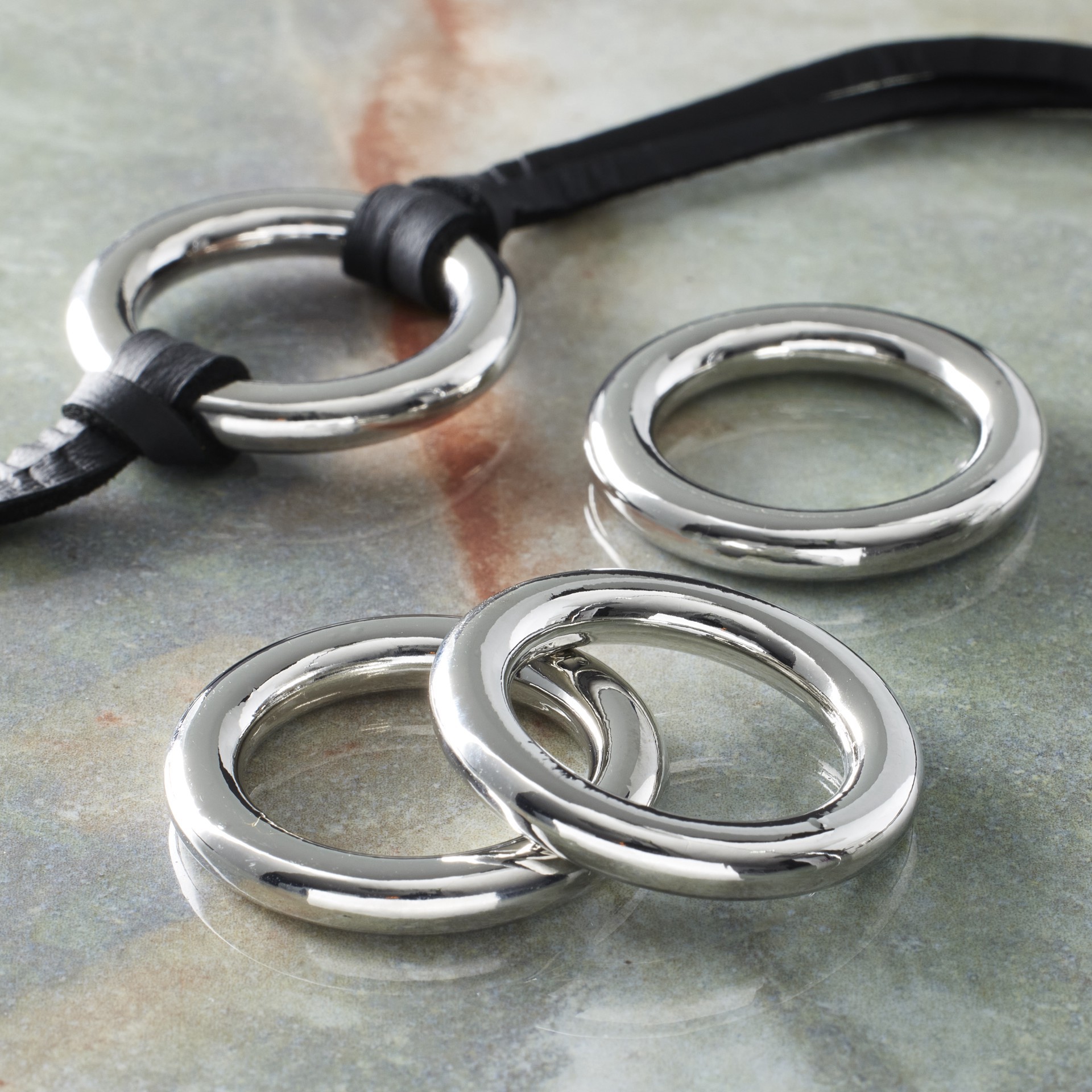 slide 2 of 3, 1" Rhodium O-Ring Cord Connectors By Bead Landing, 1 in