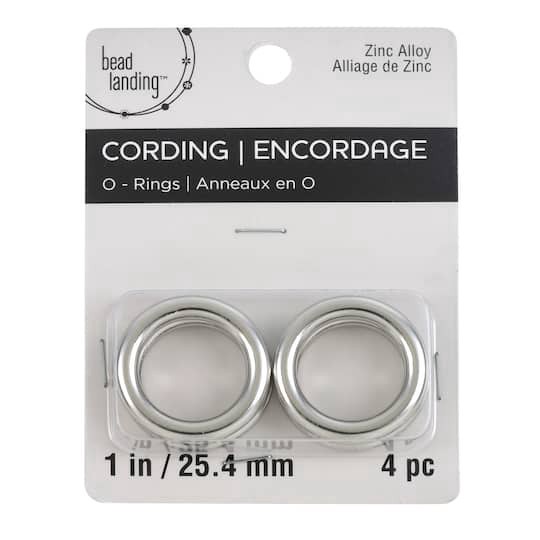 slide 1 of 3, 1" Rhodium O-Ring Cord Connectors By Bead Landing, 1 in