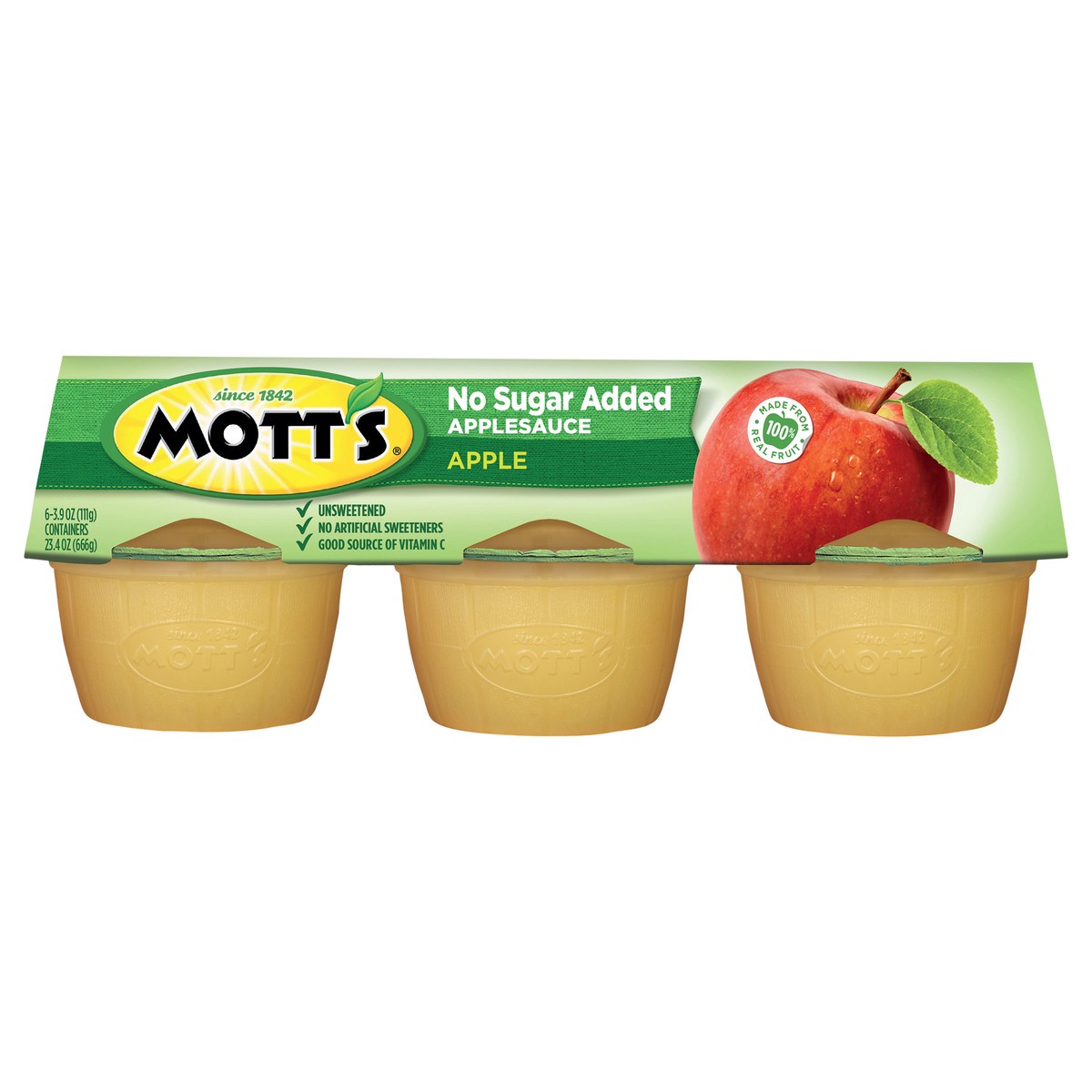 slide 1 of 7, Mott's No Sugar Added Applesauce Cups, 6 ct; 3.9 oz