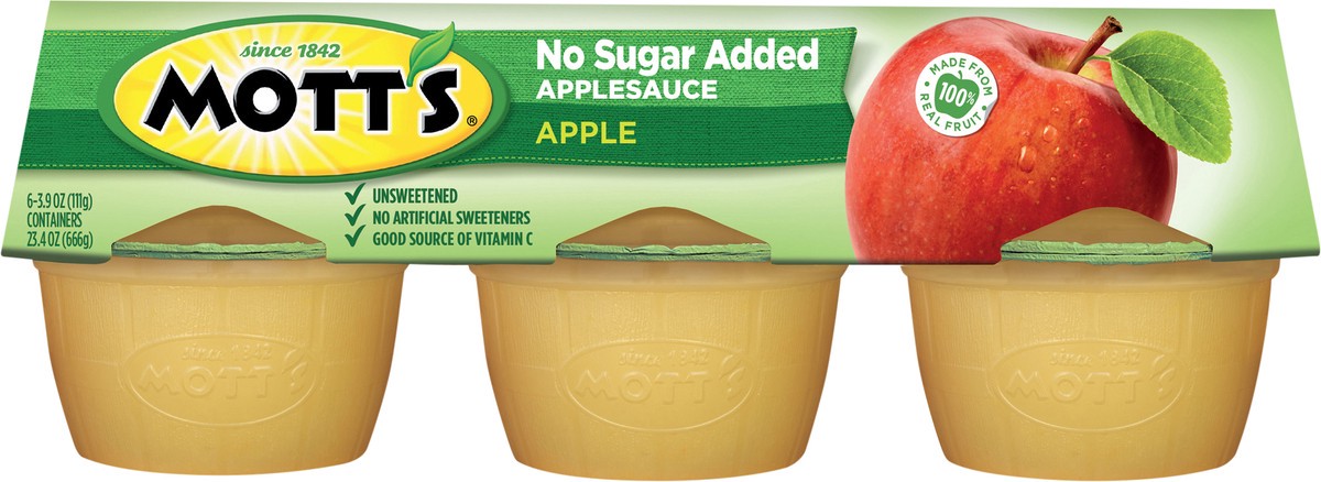 slide 4 of 7, Mott's No Sugar Added Applesauce Cups, 6 ct; 3.9 oz