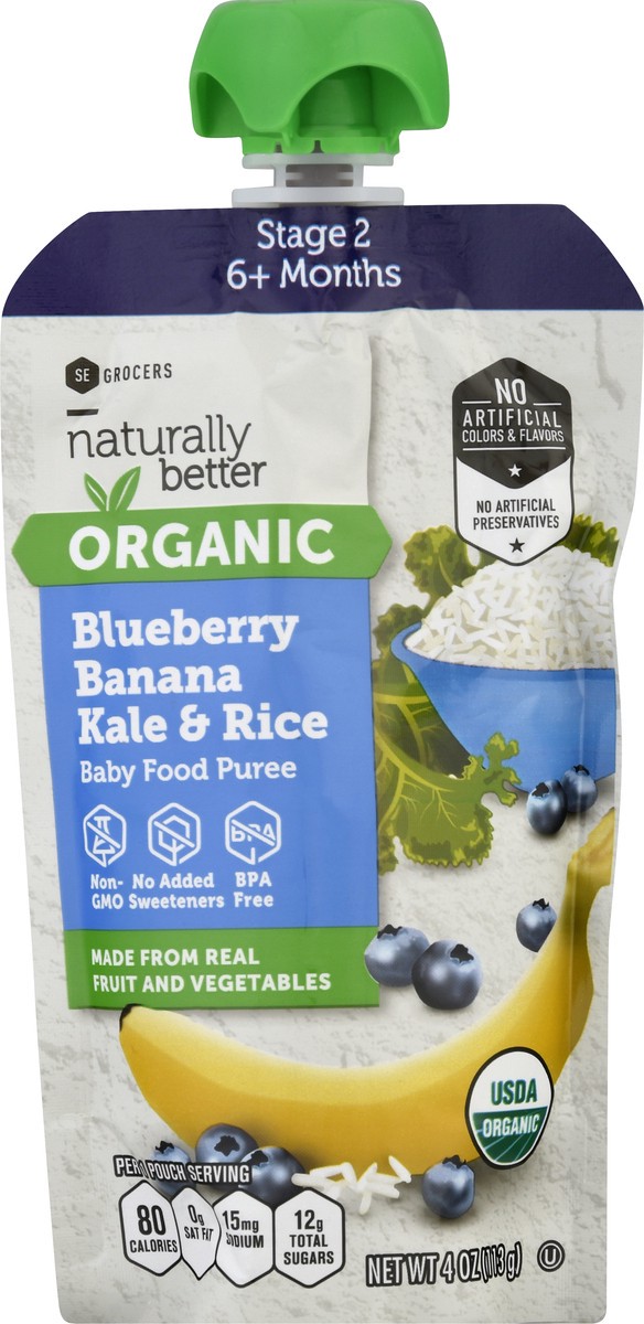 slide 1 of 1, SE Grocers  Naturally Better Blueberry Banana Kale, 3.5 oz