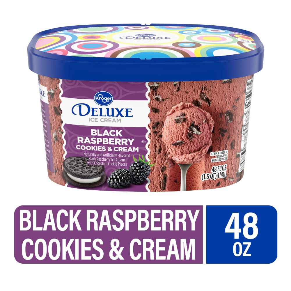 slide 6 of 6, Kroger Black Raspberry Cookies & Cream Ice Cream, 48 fl oz