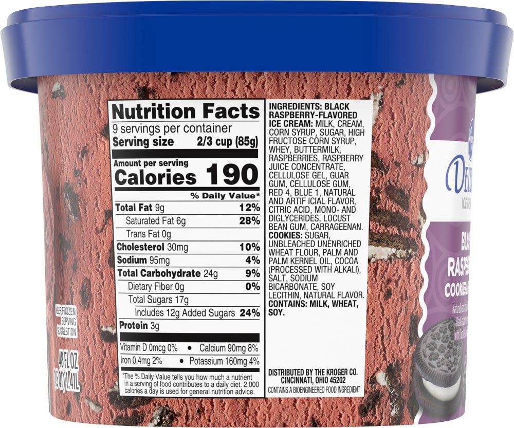 slide 4 of 6, Kroger Black Raspberry Cookies & Cream Ice Cream, 48 fl oz