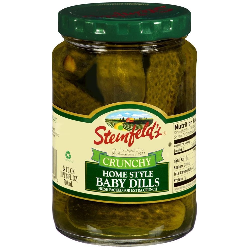 slide 1 of 1, Steinfeld's Crunchy Home Style Baby Dills, 24 oz