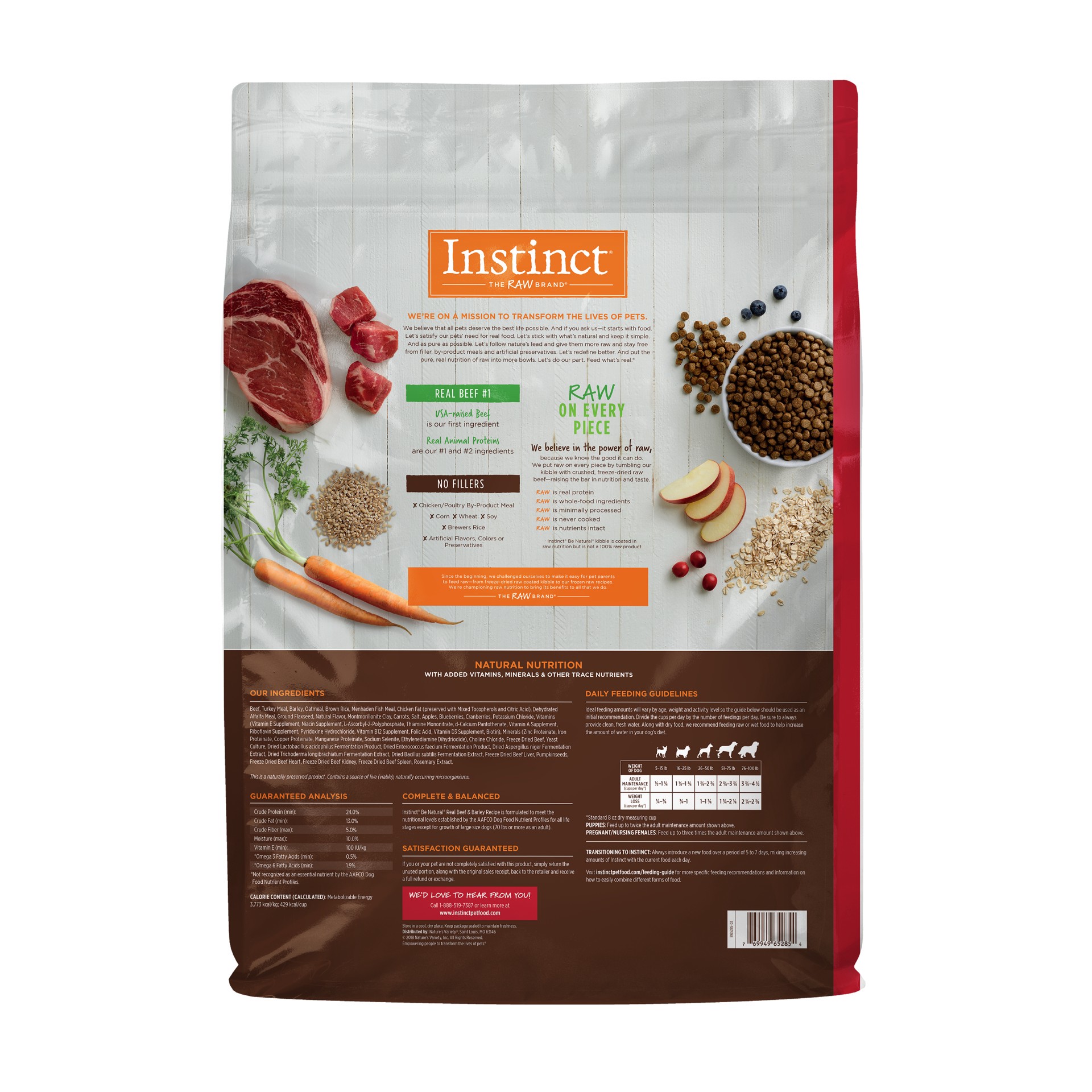 slide 3 of 6, Instinct Be Natural Beef & Barley Dry Dog Food, 25 lb. Bag, 25 lb