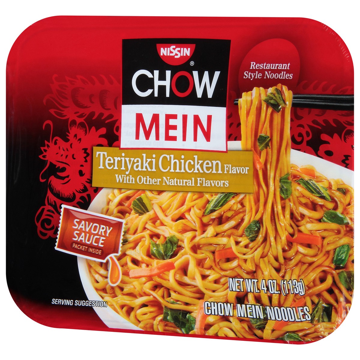 slide 2 of 9, Nissin Teriyaki Chicken Flavor Chow Mein Noodles 4 oz, 4 oz