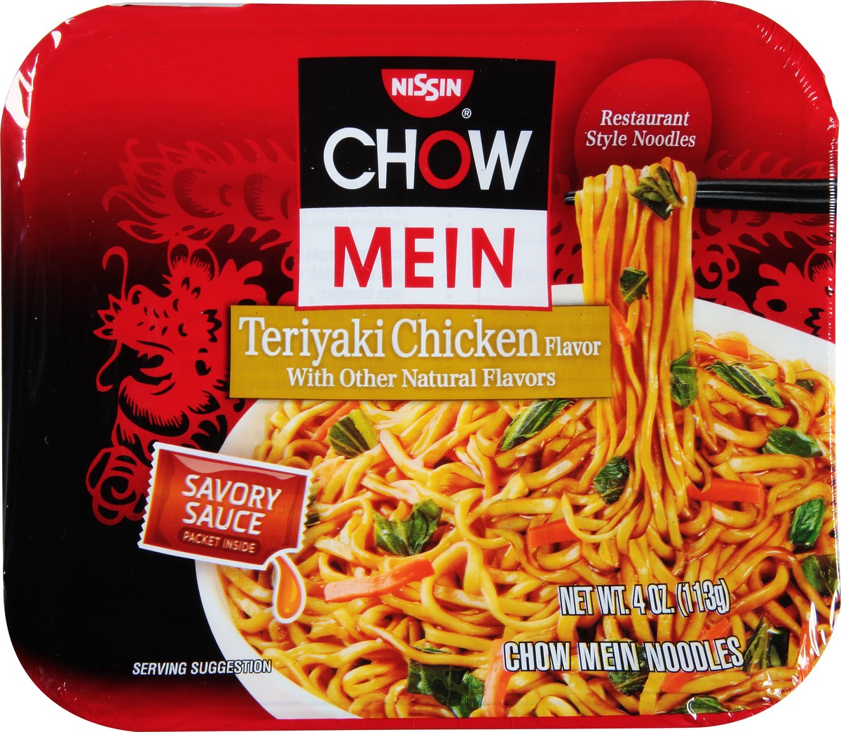 slide 5 of 9, Nissin Teriyaki Chicken Flavor Chow Mein Noodles 4 oz, 4 oz