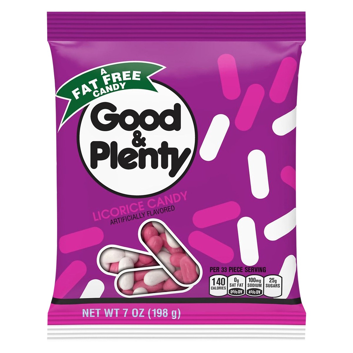 slide 1 of 7, GOOD & PLENTY Licorice Fat Free, Candy Bag, 7 oz, 7 oz