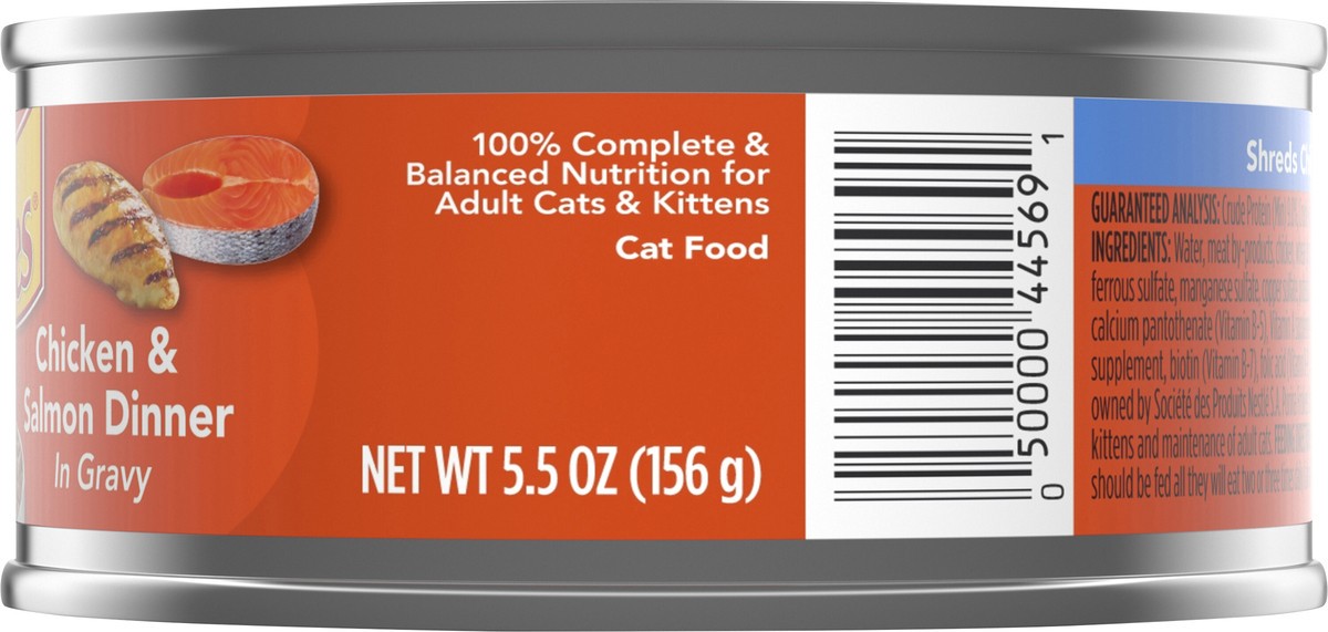 slide 4 of 7, Friskies Purina Friskies Gravy Wet Cat Food, Shreds Chicken & Salmon Dinner in Gravy, 5.5 oz