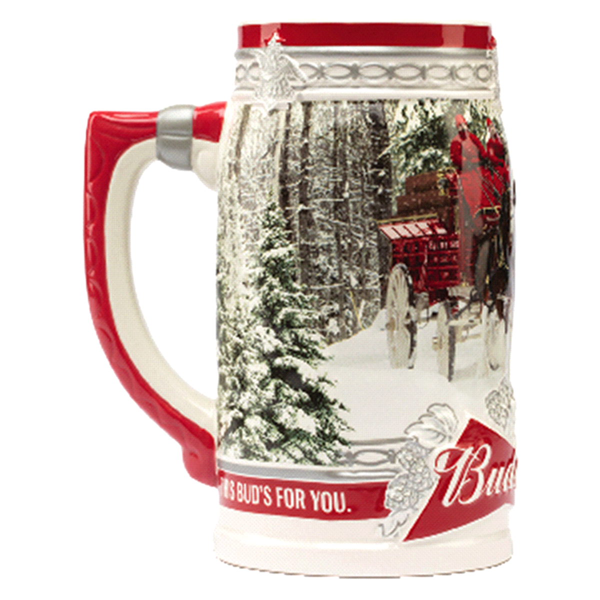 slide 1 of 1, Budweiser Holiday Stein, 1 oz