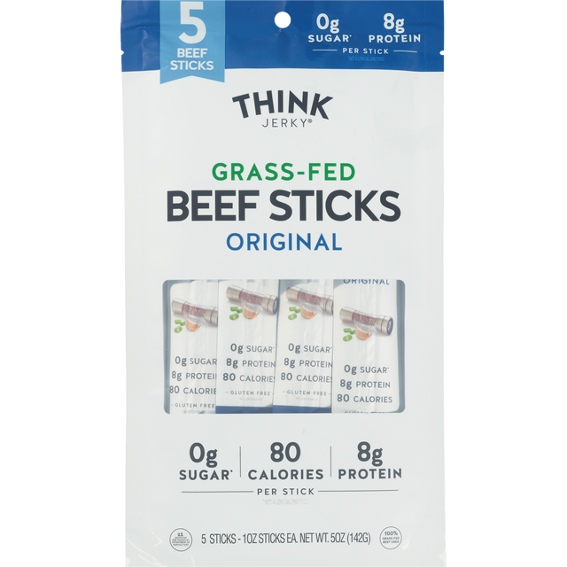slide 1 of 2, Think Jerky, Original Beef Stick Pouch, 1 Oz, 1 oz