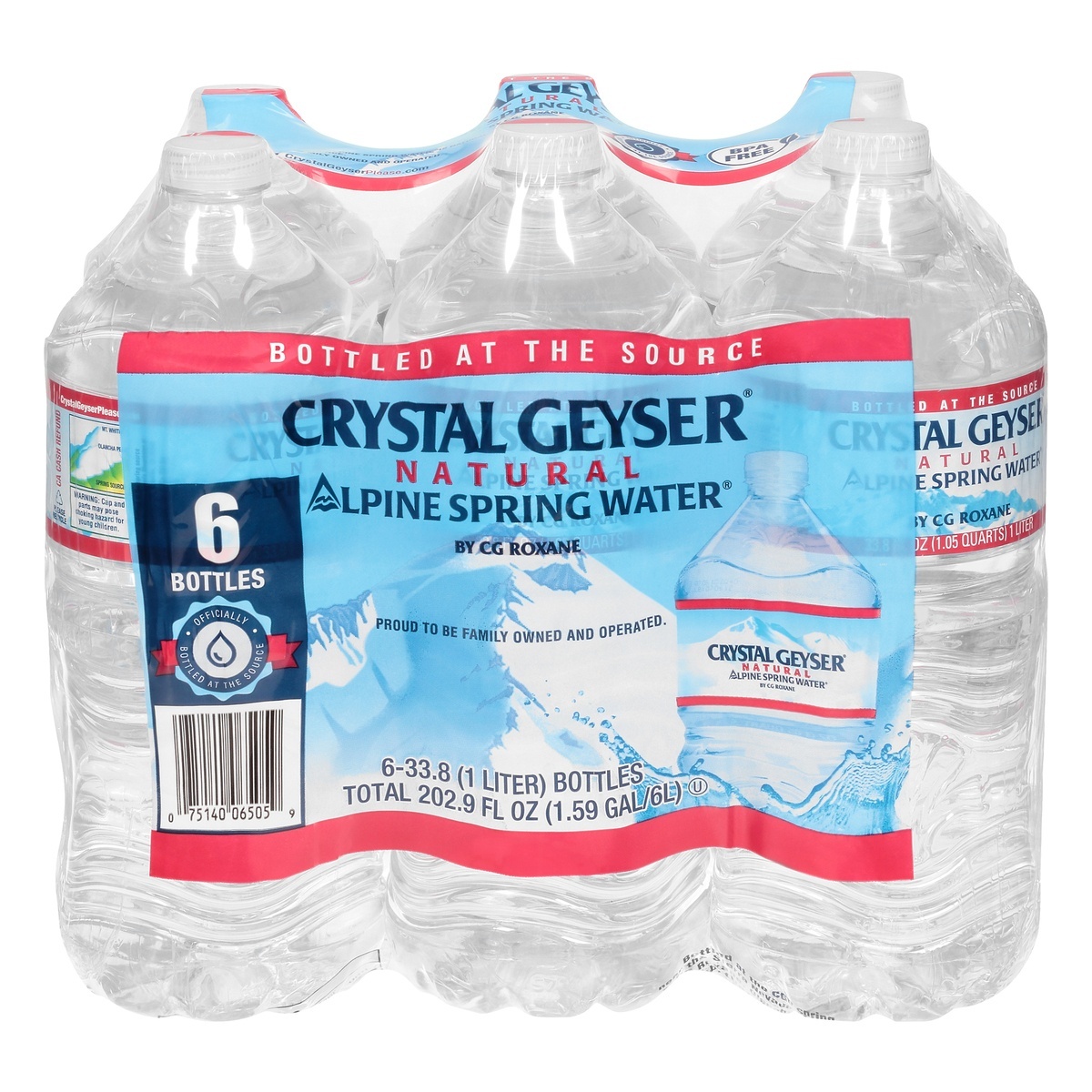 slide 1 of 9, Crystal Geyser Spring Water Natural Alpine, 6 ct; 1 liter