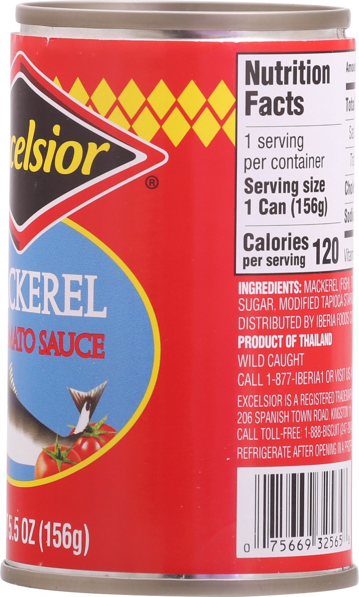 slide 6 of 9, Excelsior Mackerel In Tomato Sauce 5.5 oz Can, 5.5 oz