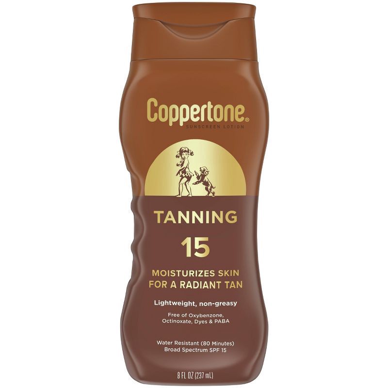 slide 1 of 7, Coppertone Tanning Lotion - SPF 15 Sunscreen, 8 oz