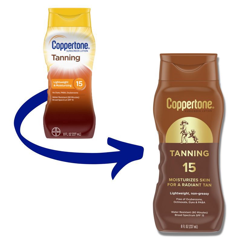 slide 3 of 7, Coppertone Tanning Lotion - SPF 15 Sunscreen, 8 oz