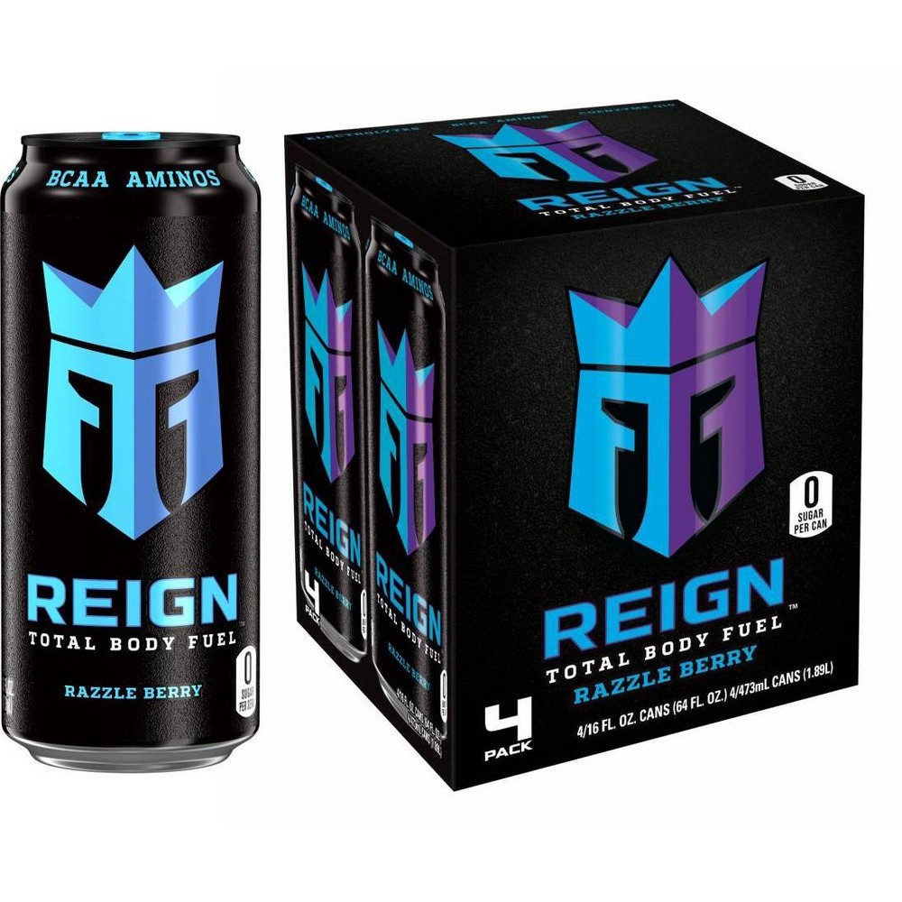 slide 2 of 3, Reign Razzle Berry Energy Drink - 4 ct; 16 fl oz, 4 ct; 16 fl oz