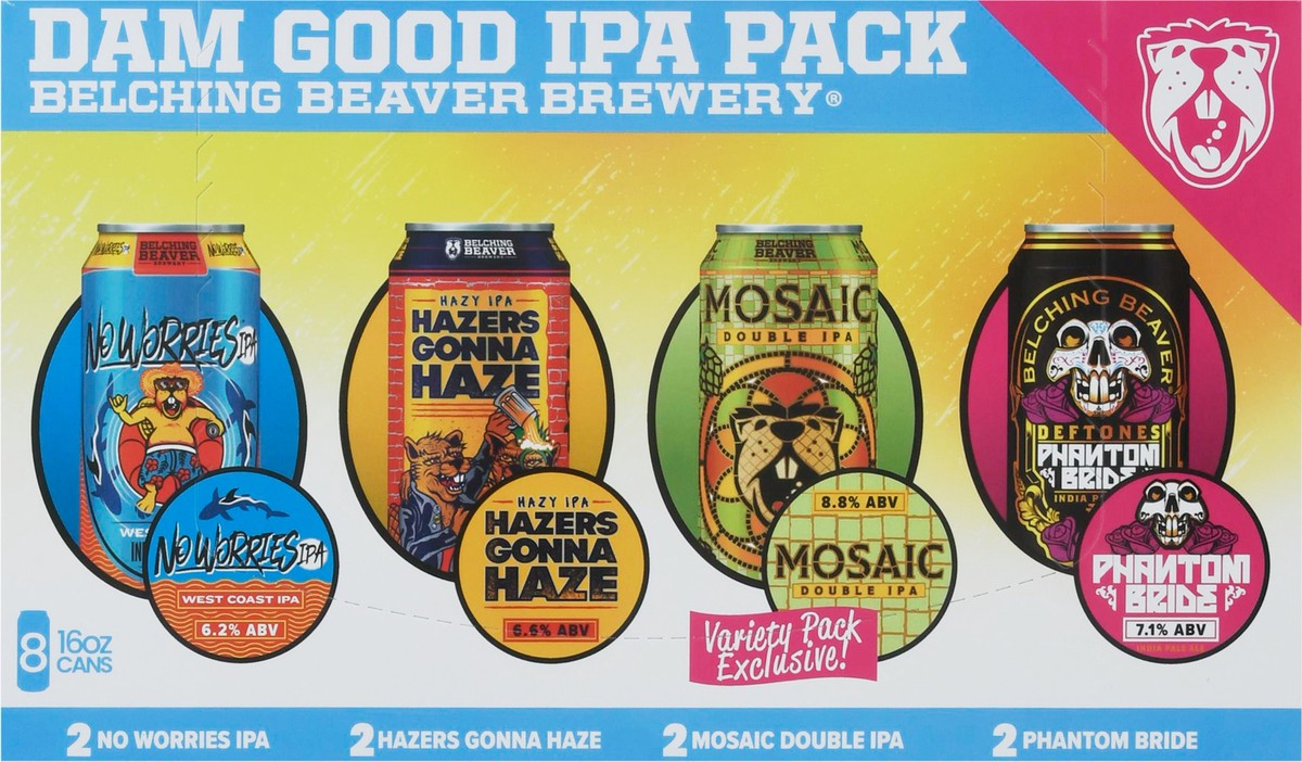 slide 7 of 9, Belching Beaver Brewery Dam Good Ipa Pack, 8 ct; 16 oz