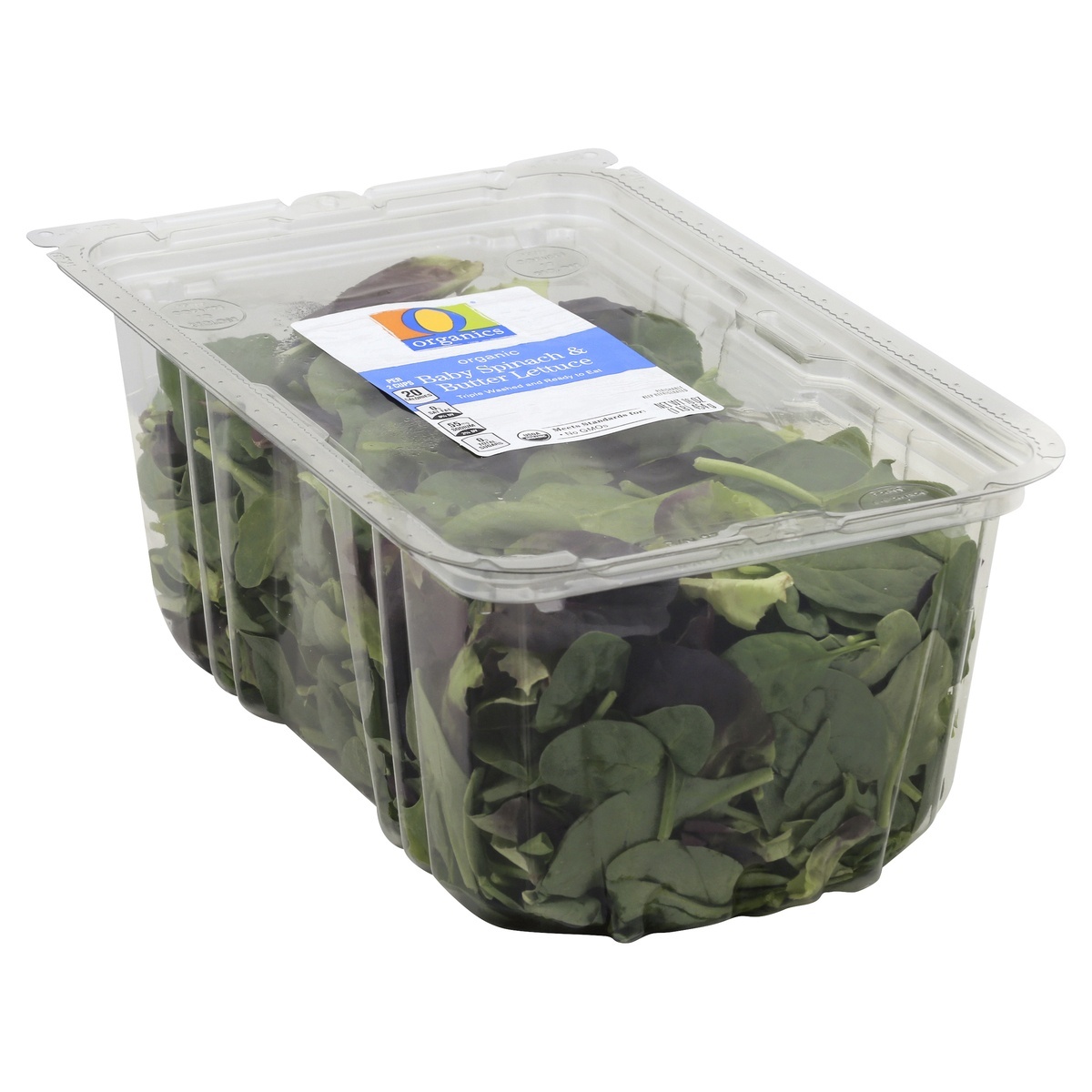 slide 1 of 1, O Organics Baby Spinach And Butter Lettuce, 16 oz