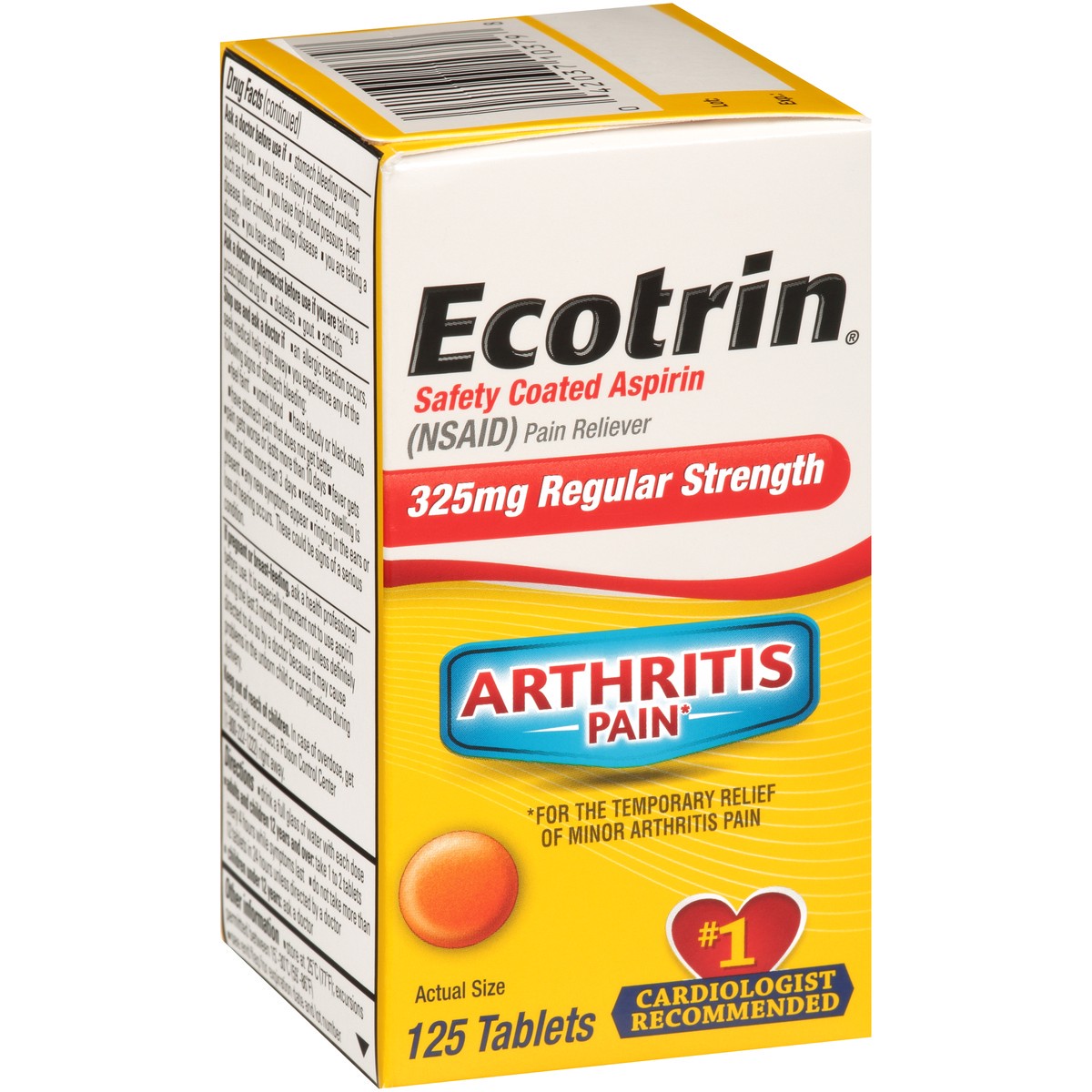 slide 2 of 10, Ecotrin Regular Strength Arthritis Pain Safety Coated Aspirin Tablets, 125 Ct, 125 ct; 325 mg